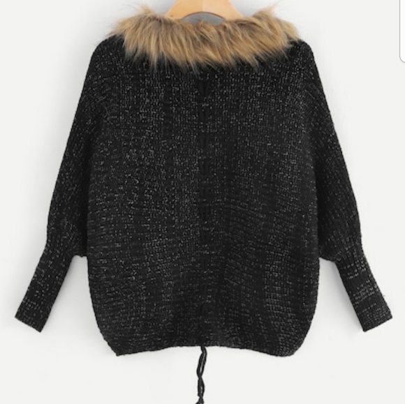 BUY 1 GET 1 FREE FAUX FUR KNIT COAT - Picture 2 of 4